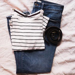 Anthropologie 3/4 Sleeve Striped Tee | Small